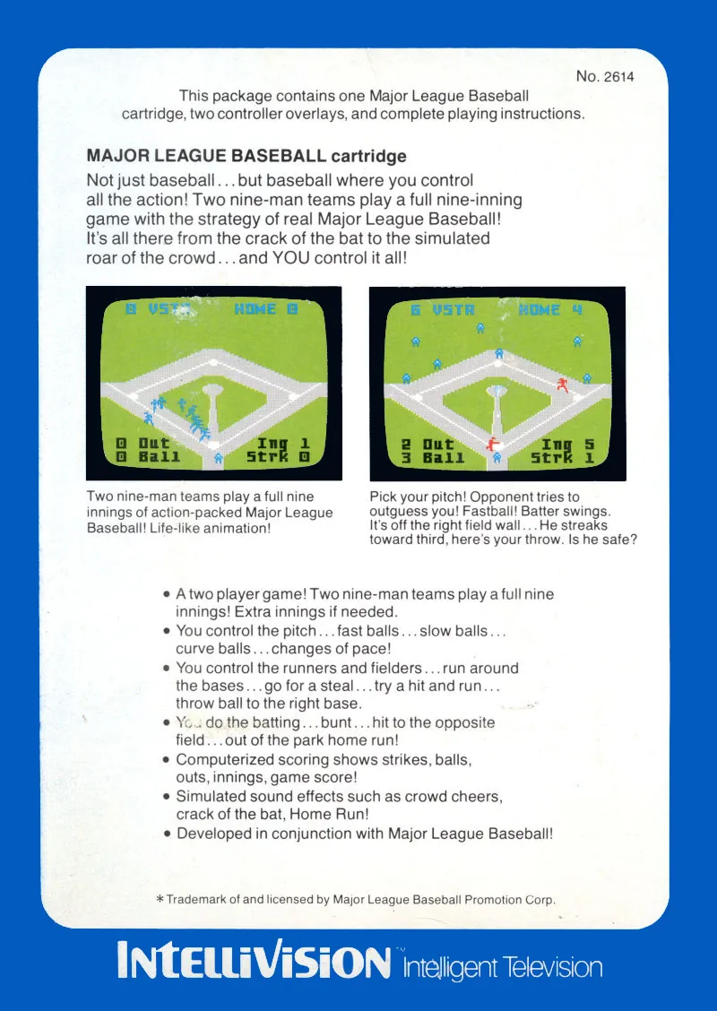 Major League Baseball box back