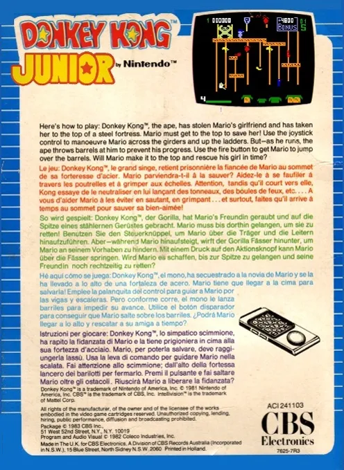 Donkey Kong Junior box back
