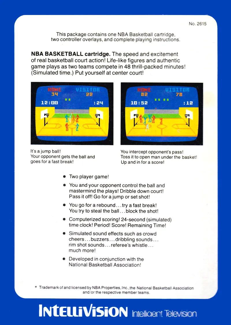 NBA Basketball box back