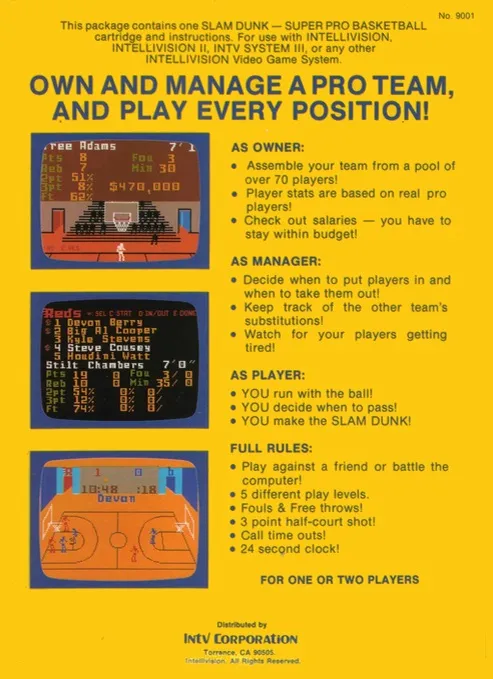 Slam Dunk: Super Pro Basketball box back