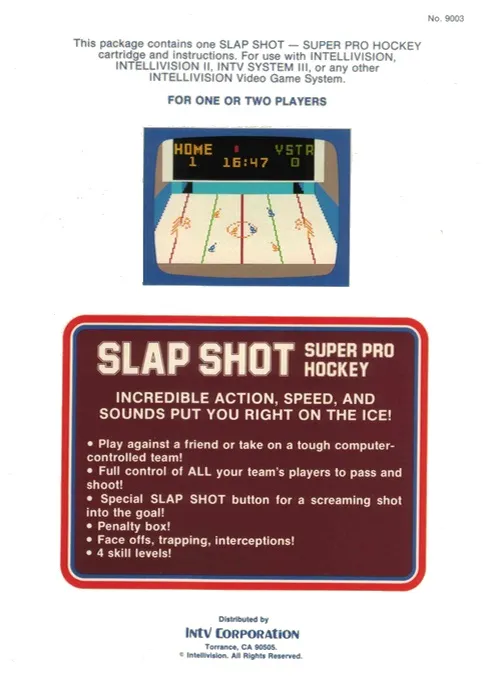 Slap Shot: Super Pro Hockey box back