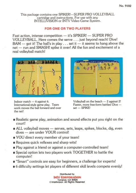 Spiker! Super Pro Volleyball box back