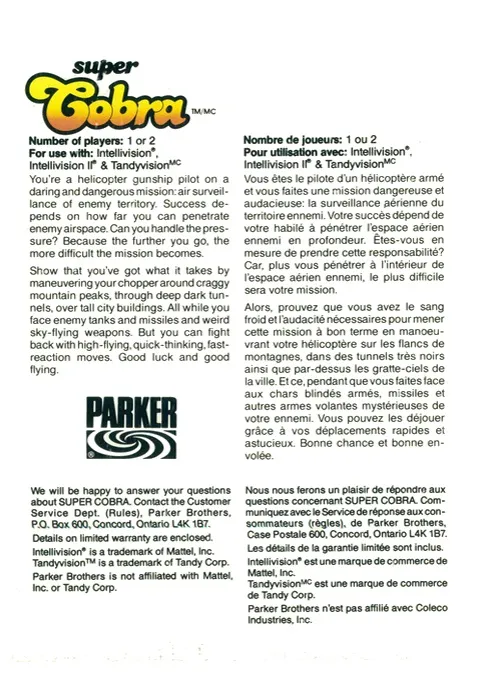 Super Cobra box back