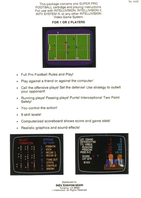 Super Pro Football box back