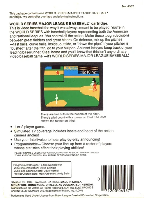 World Series Major League Baseball box back