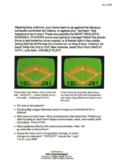 World Championship Baseball box back