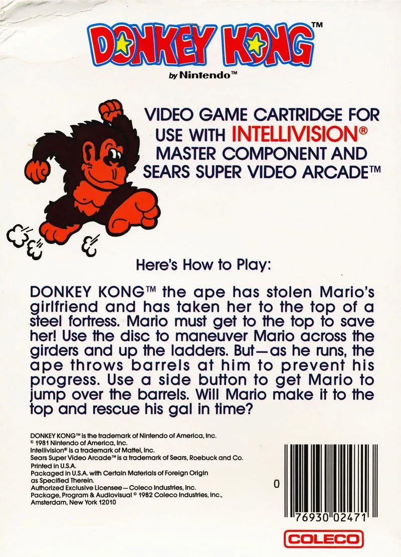 Donkey Kong box back