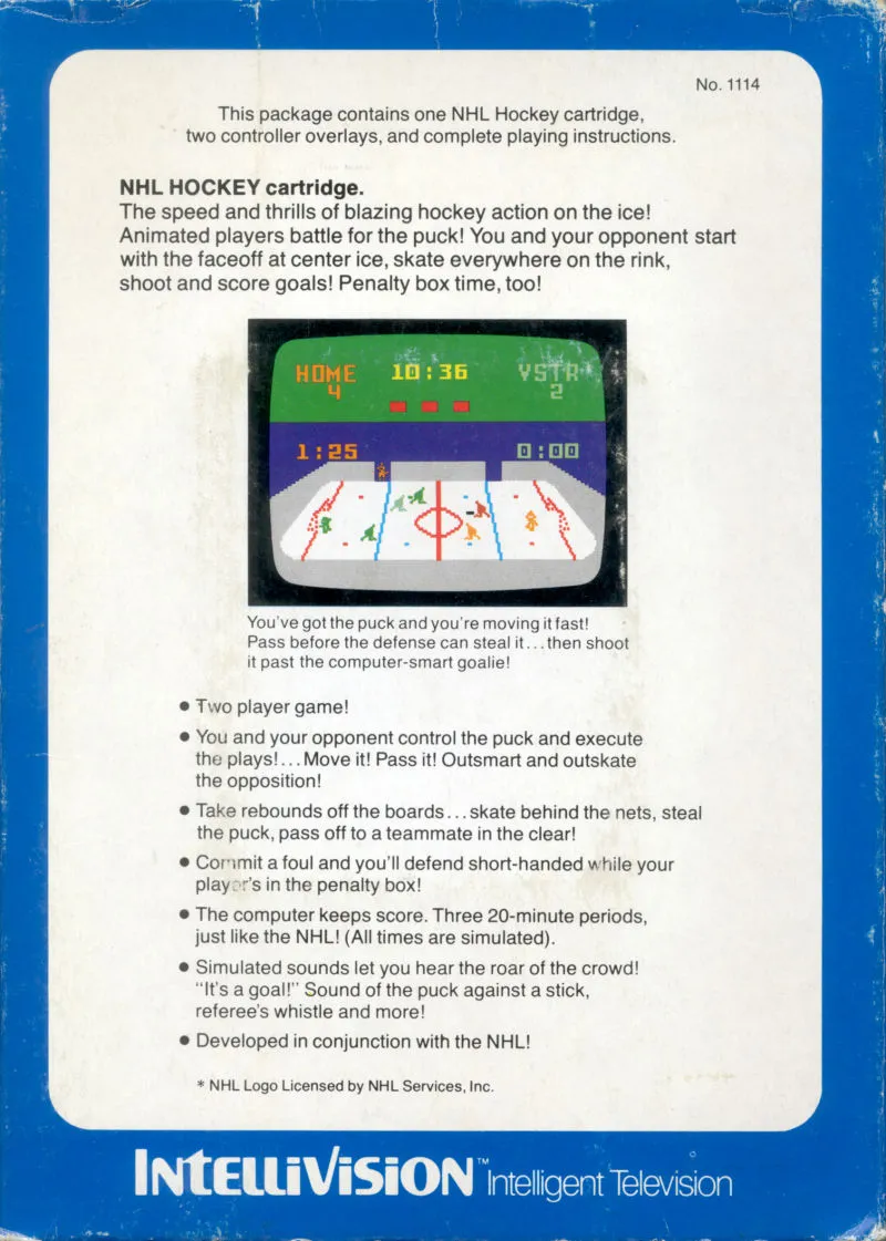 NHL Hockey box back