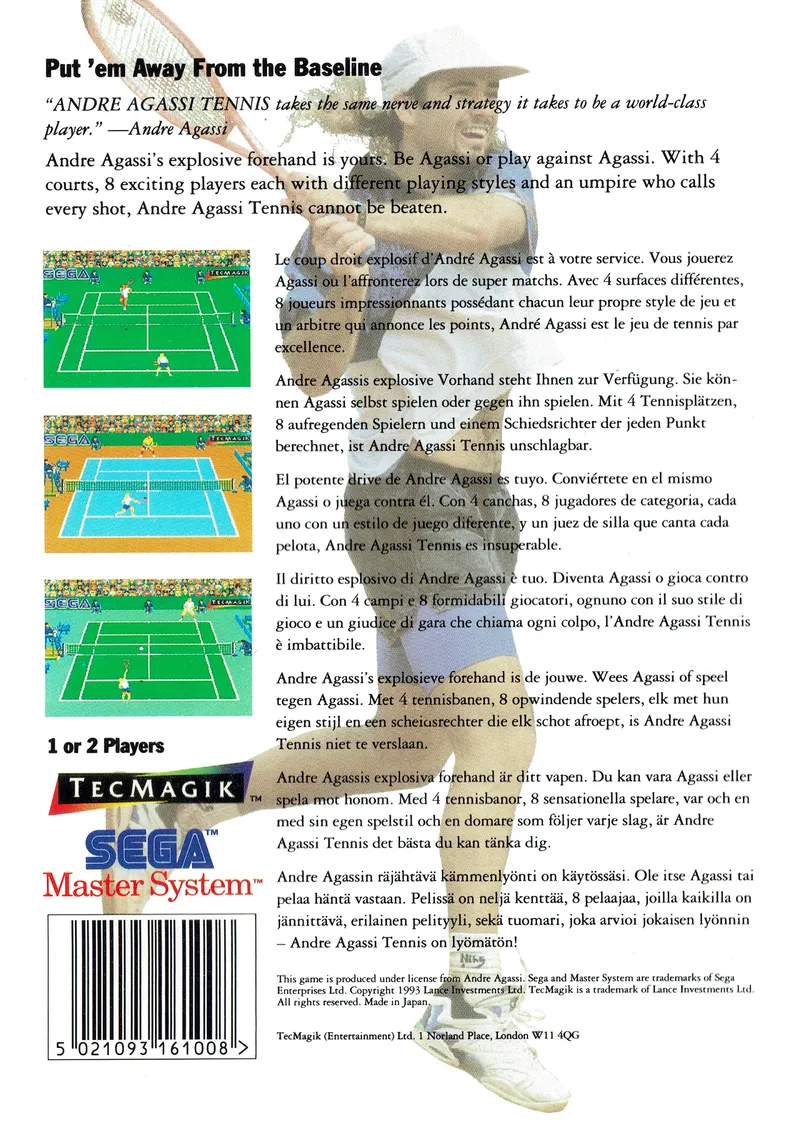 Andre Agassi Tennis box back