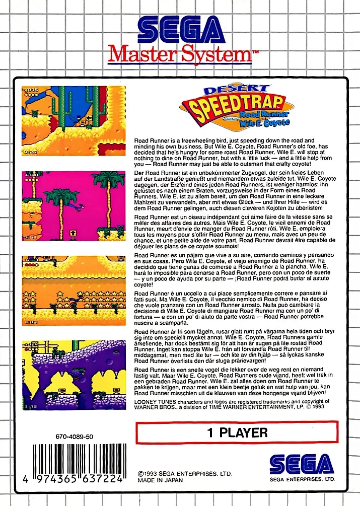 Desert Speedtrap starring Road Runner and Wile E. Coyote box back