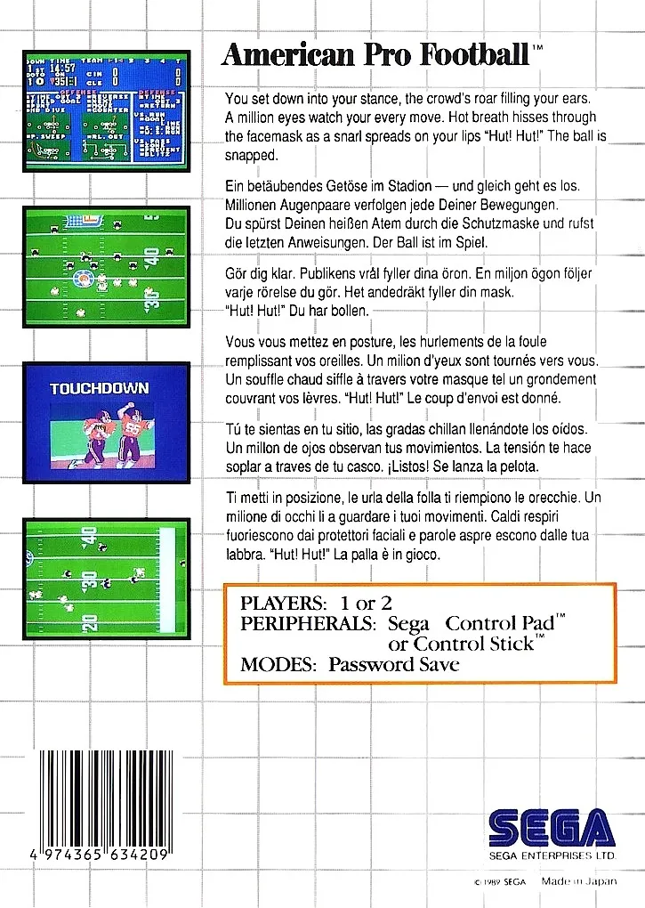 Walter Payton Football box back
