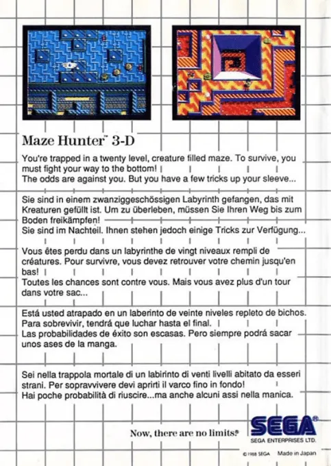 Maze Hunter 3-D box back