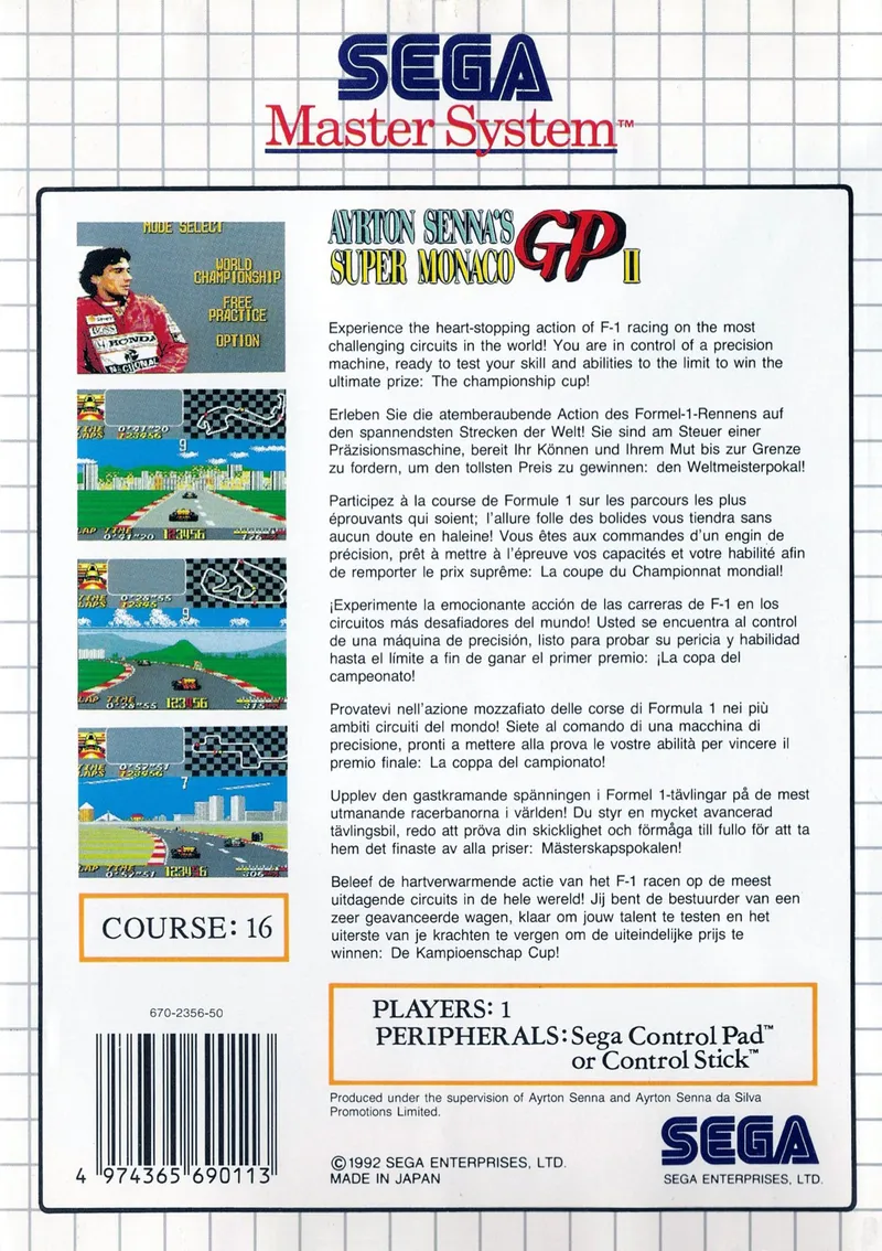 Ayrton Senna's Super Monaco GP II box back