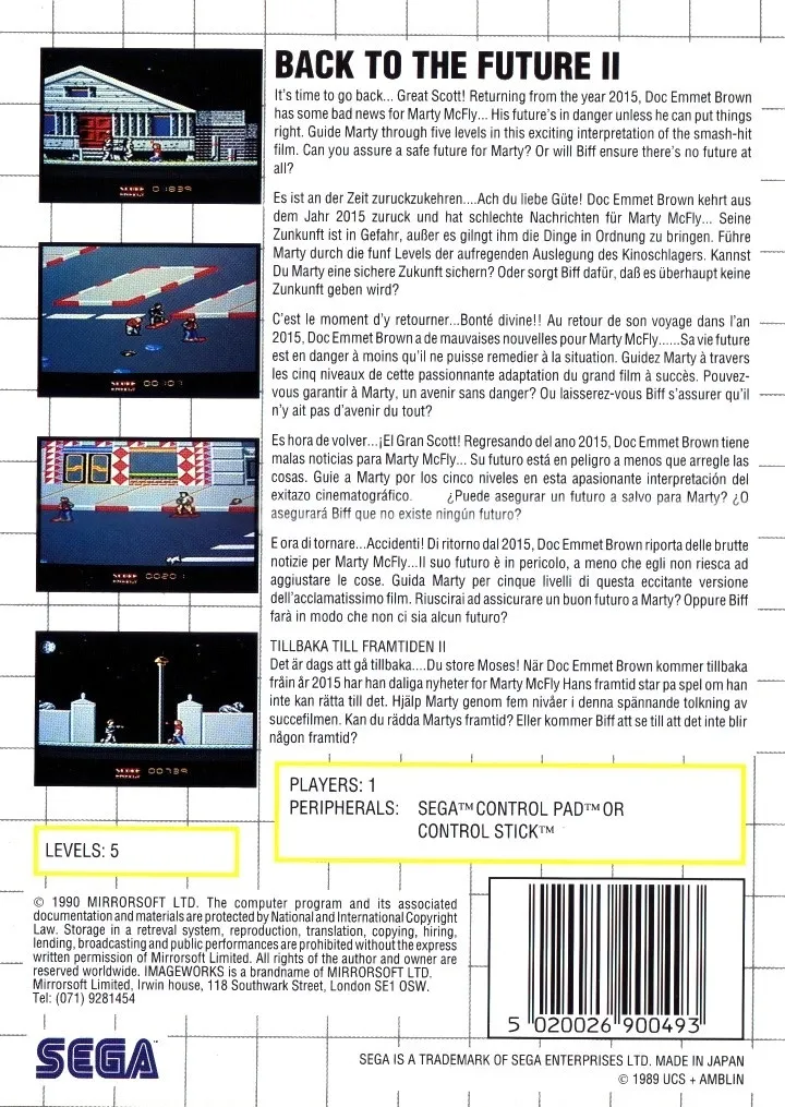 Back to the Future Part II box back
