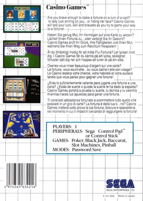 Casino Games box back