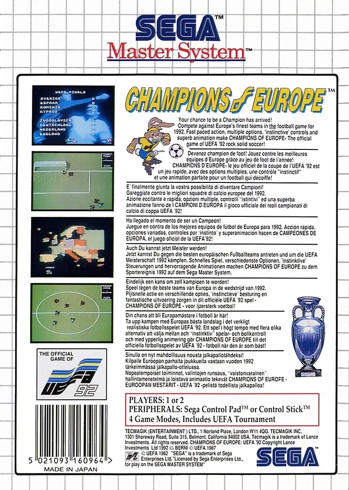 Champions of Europe box back