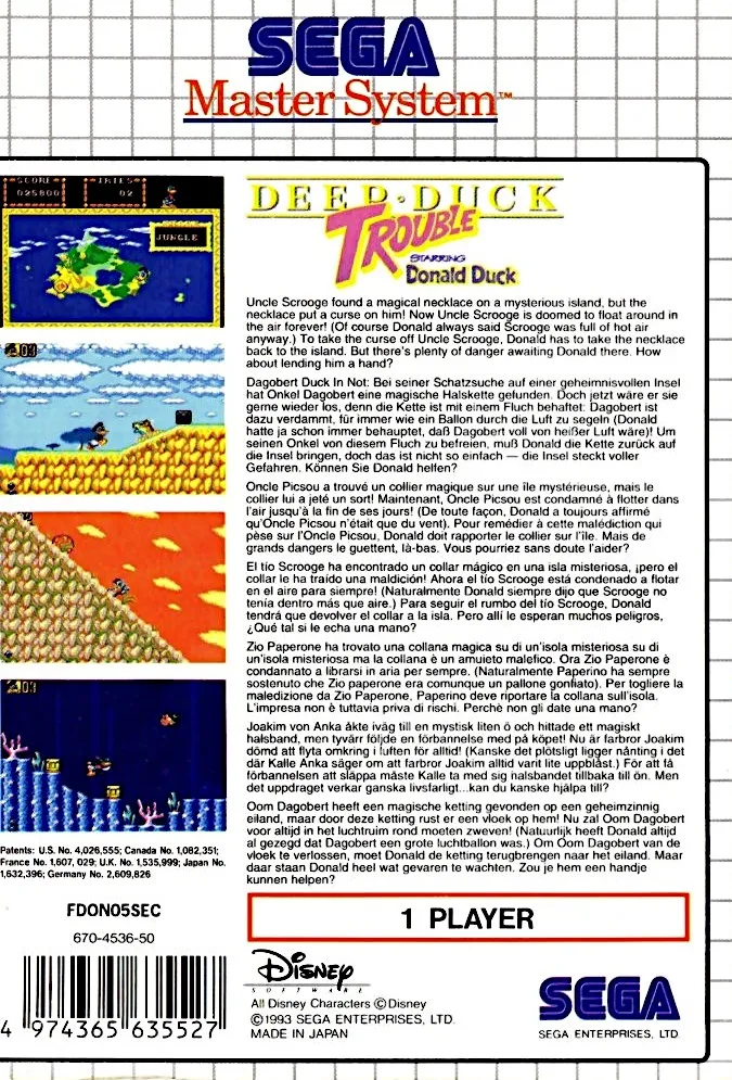 Deep Duck Trouble Starring Donald Duck box back