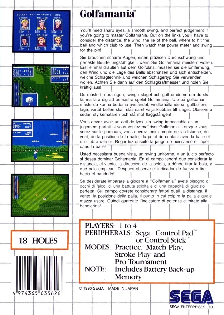 Golfamania box back
