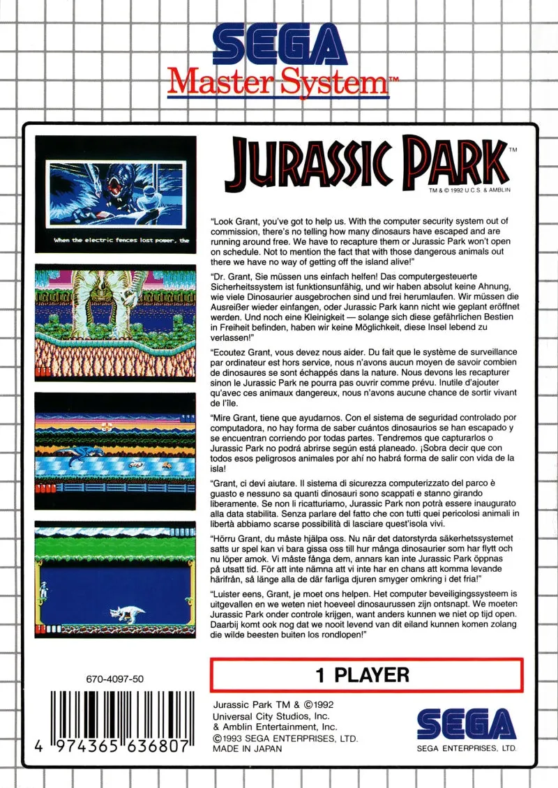 Jurassic Park box back