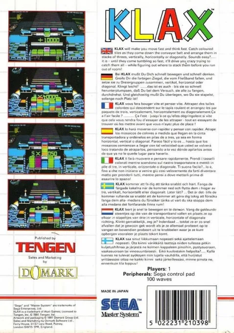 Klax box back