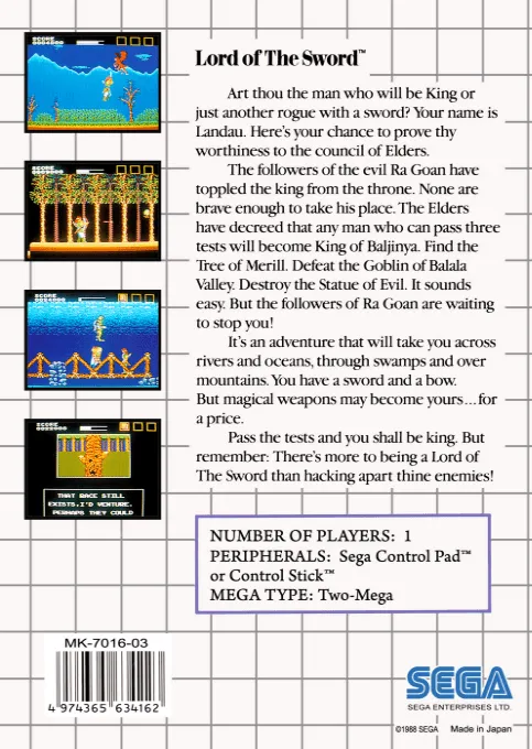 Lord of the Sword box back