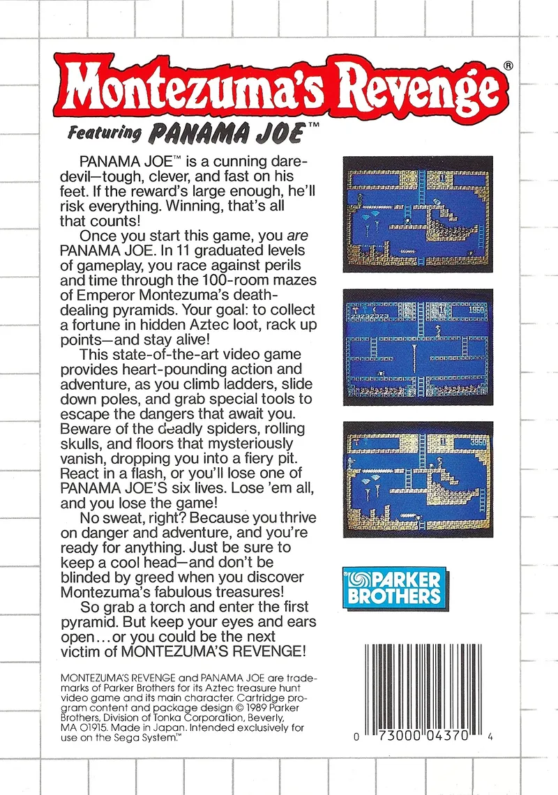 Montezuma's Revenge Featuring Panama Joe box back