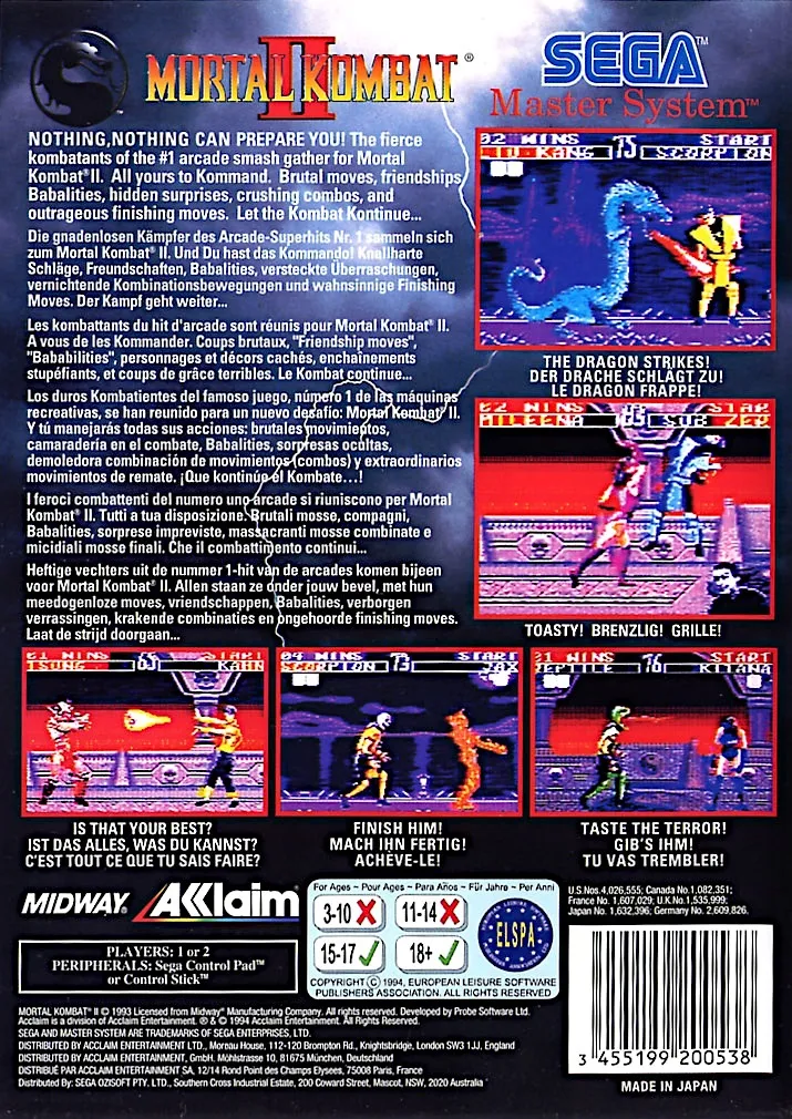 Mortal Kombat II box back