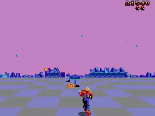 Backdrop artwork for Space Harrier 3-D
