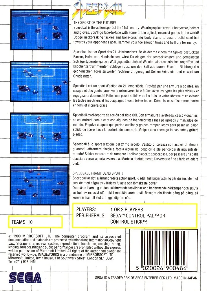 Speedball box back
