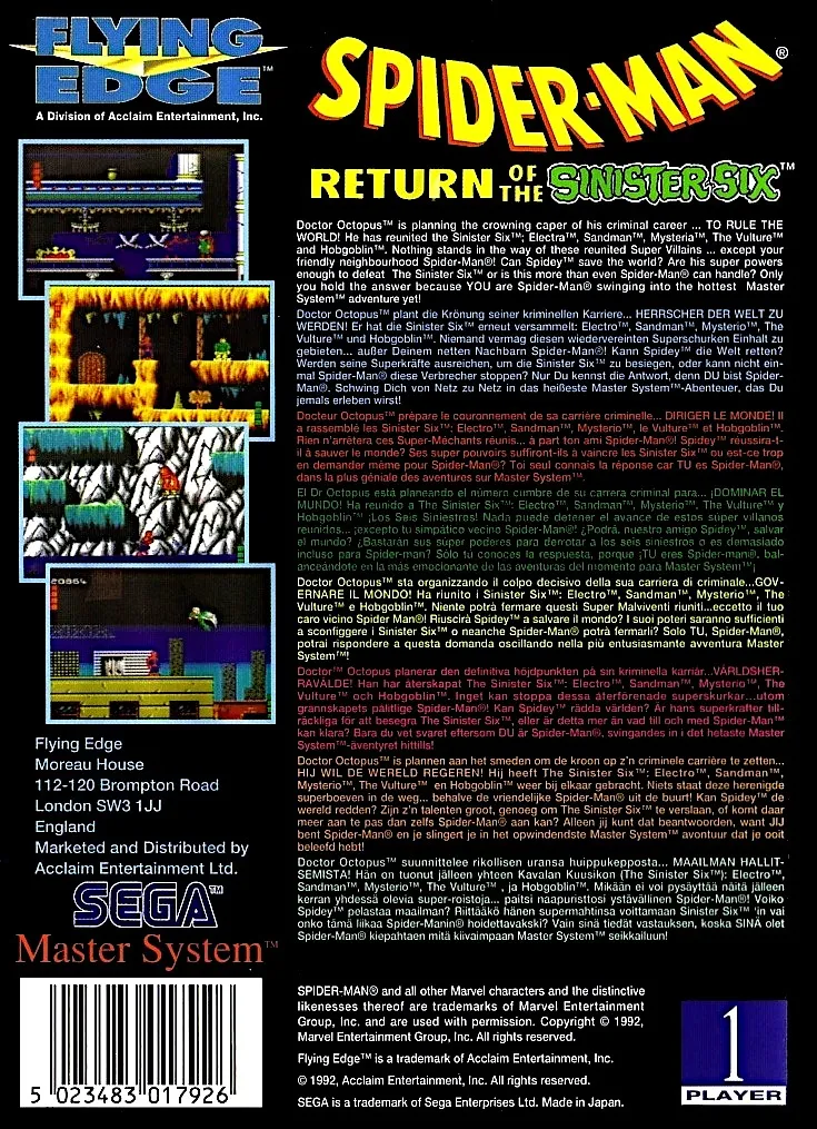 Spider-Man: Return of the Sinister Six box back