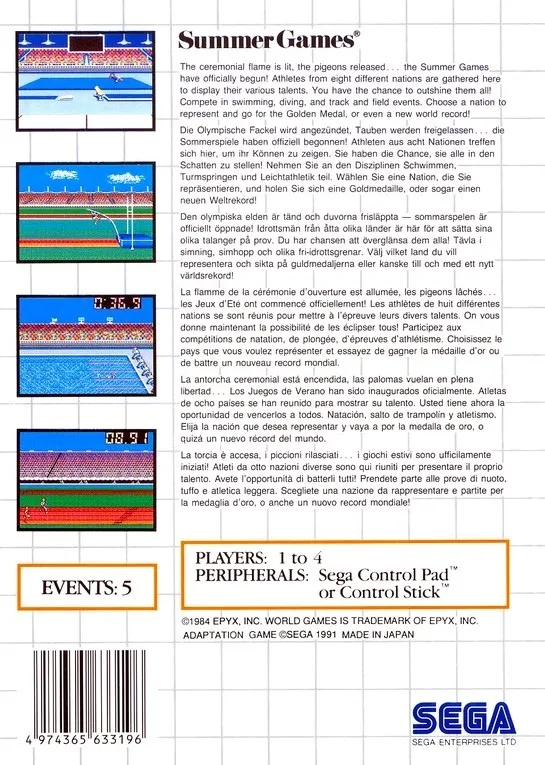 Summer Games box back