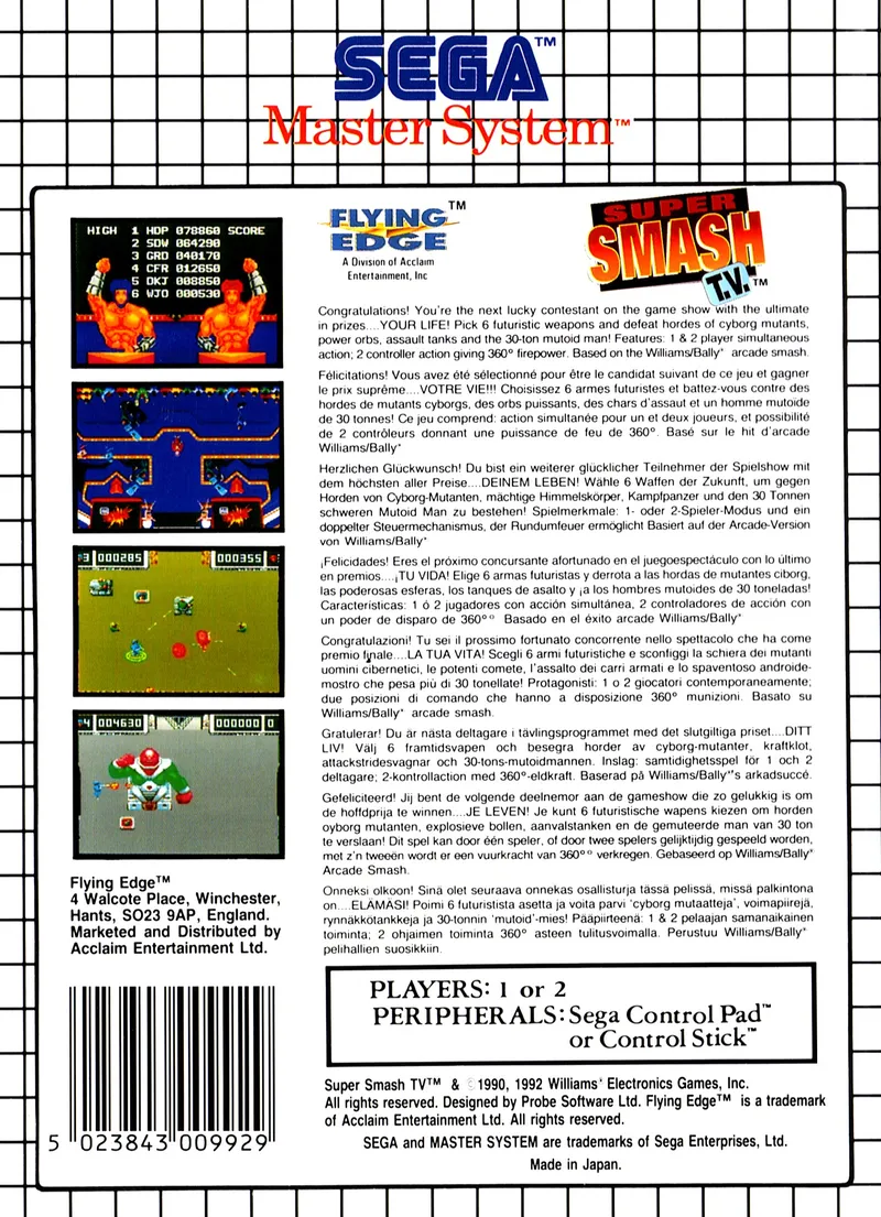Super Smash T.V. box back