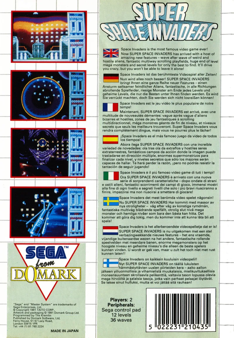 Super Space Invaders box back
