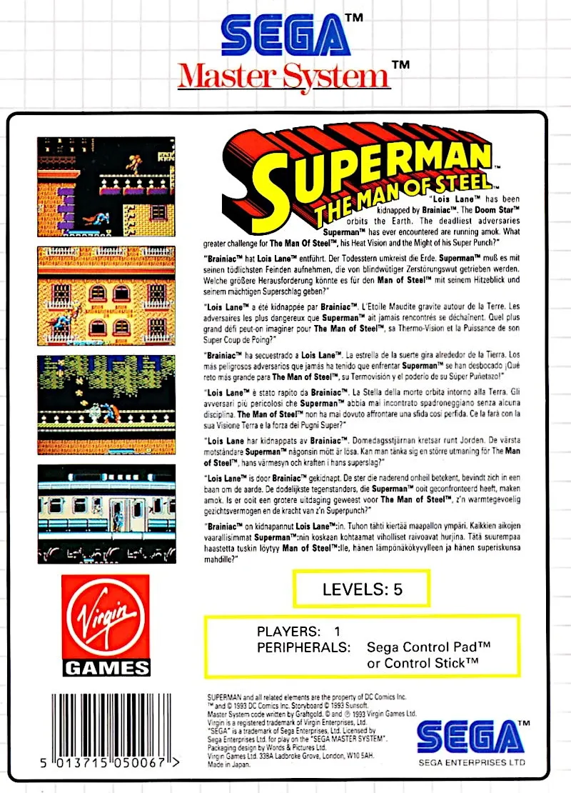 Superman: The Man of Steel box back