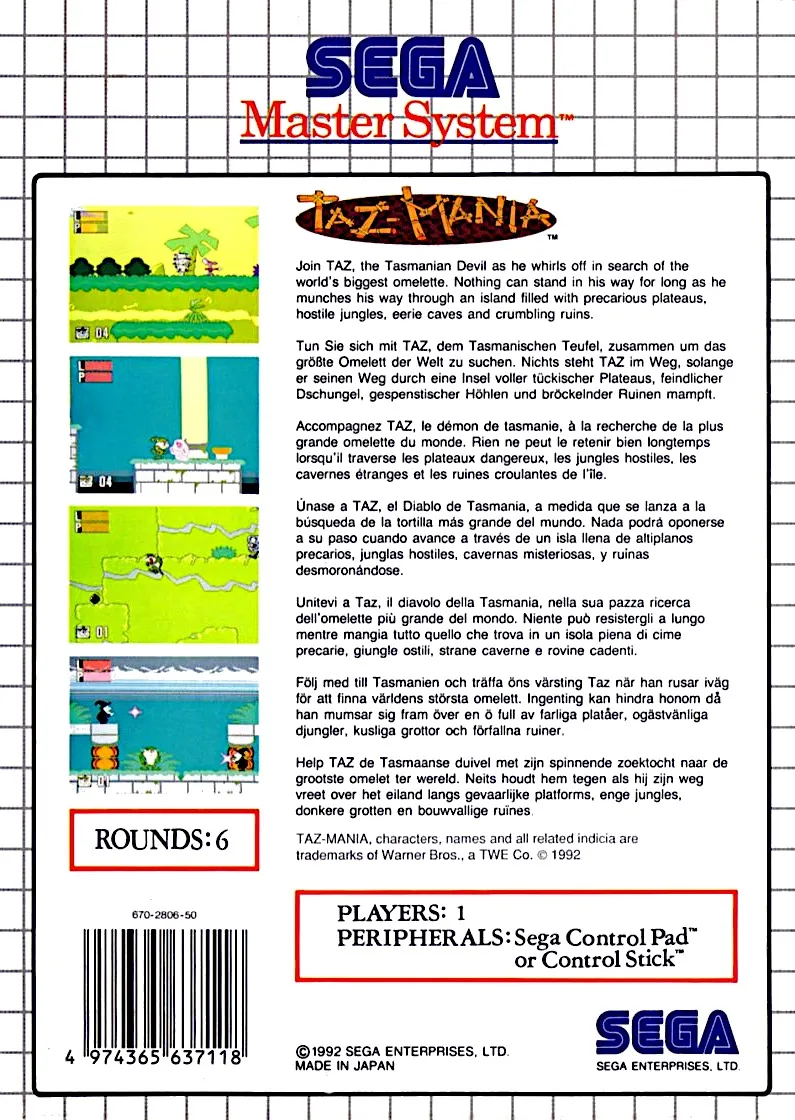 Taz-Mania box back