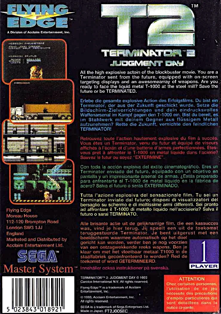 Terminator 2: Judgment Day box back