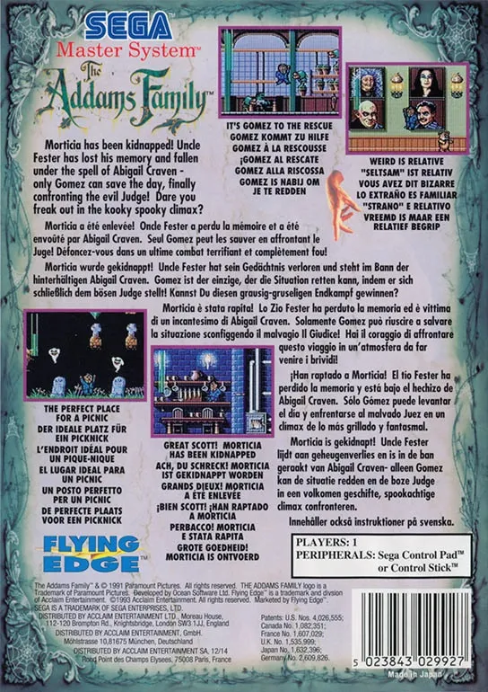 The Addams Family box back