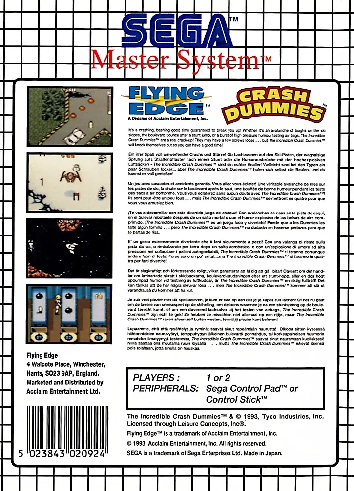 The Incredible Crash Dummies box back