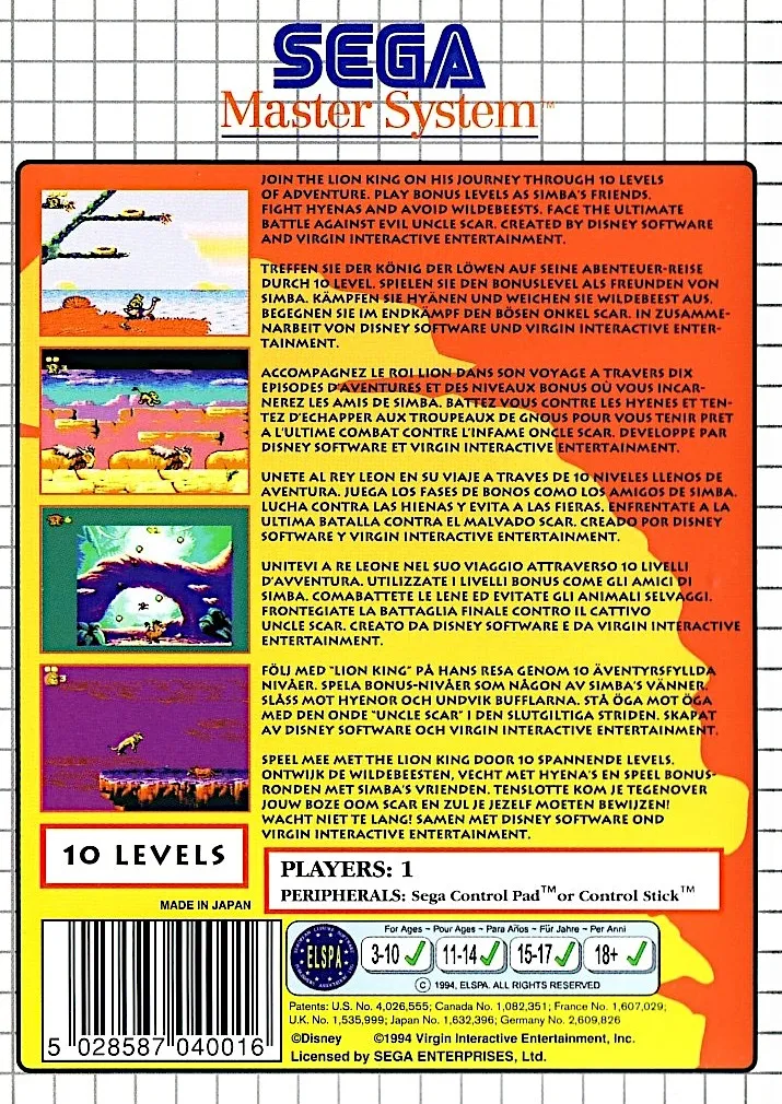 The Lion King box back