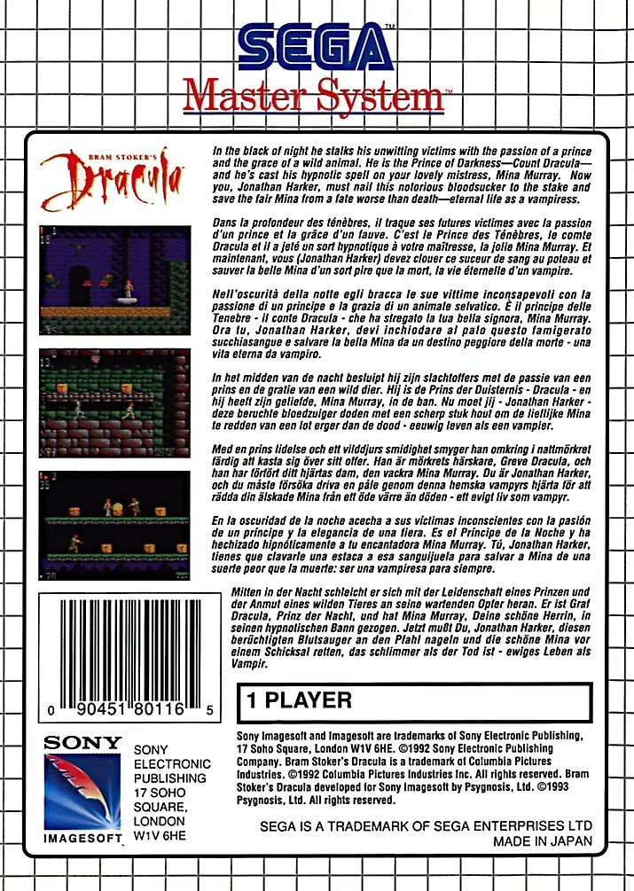 Bram Stoker's Dracula box back