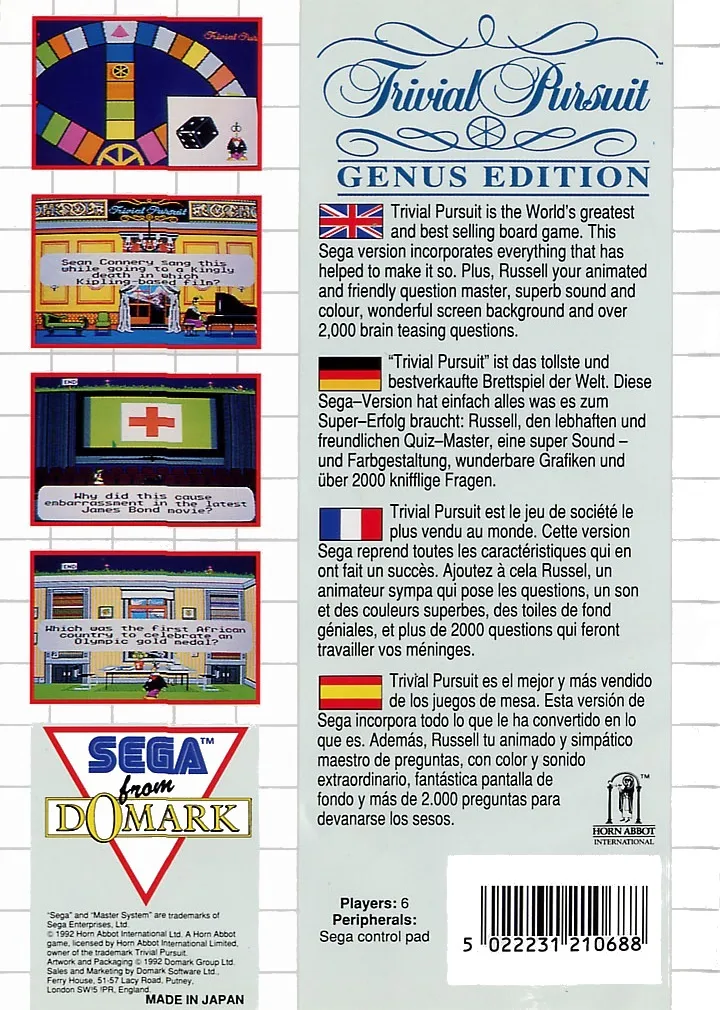 Trivial Pursuit: Genus Edition box back
