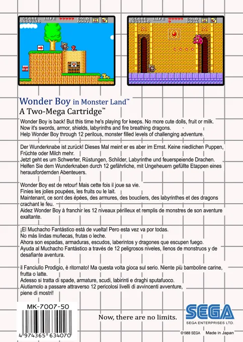 Wonder Boy in Monster Land box back