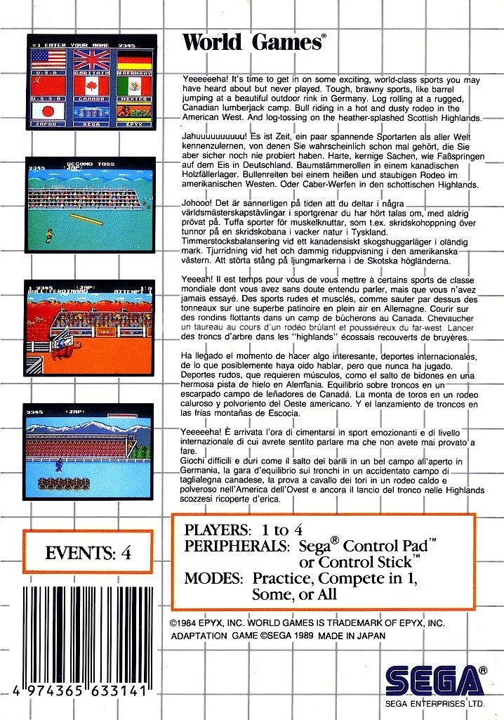 World Games box back