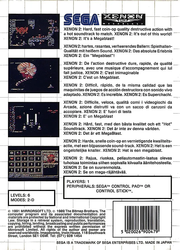 Xenon 2: Megablast box back