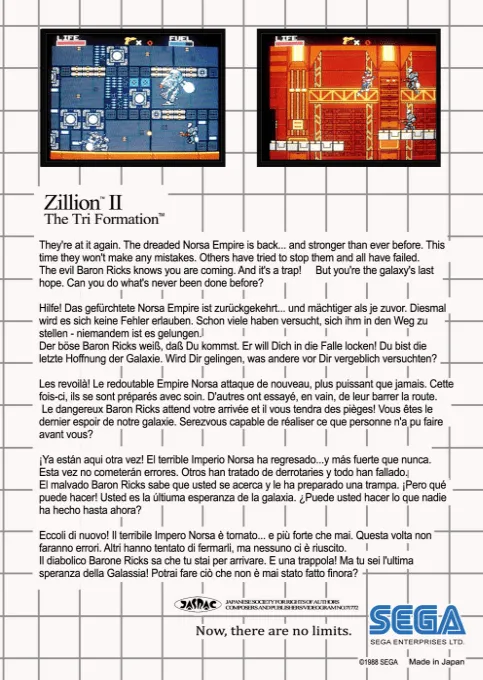 Zillion II: The Tri Formation box back