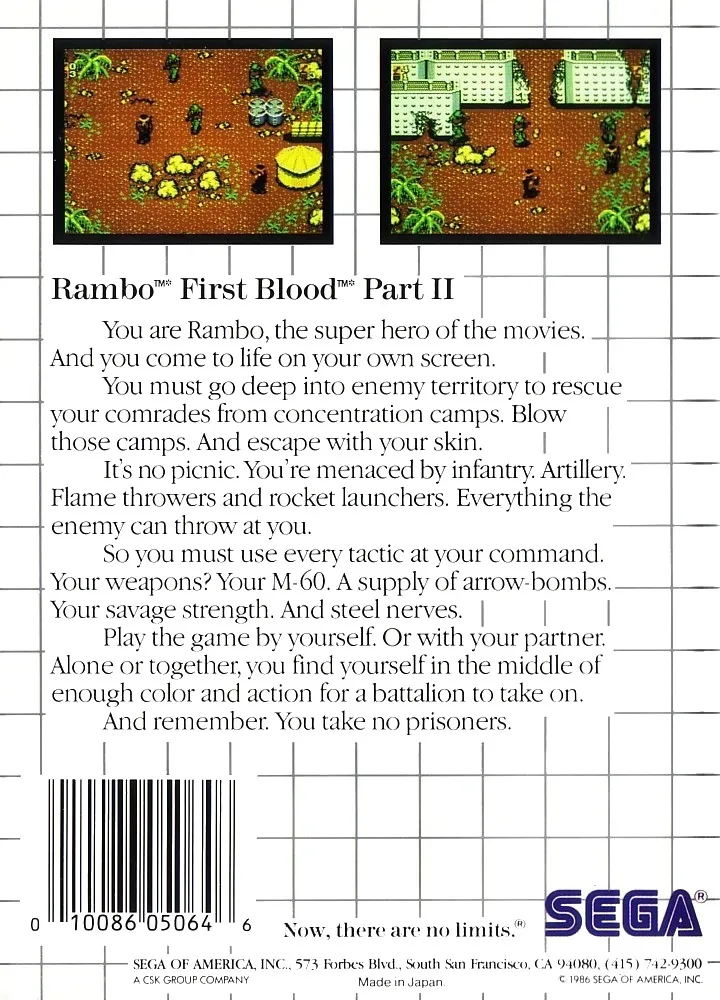Rambo: First Blood Part II box back