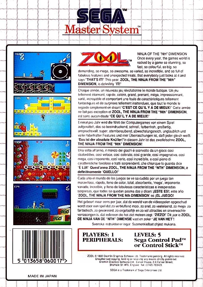 Zool: Ninja of the 'Nth' Dimension box back