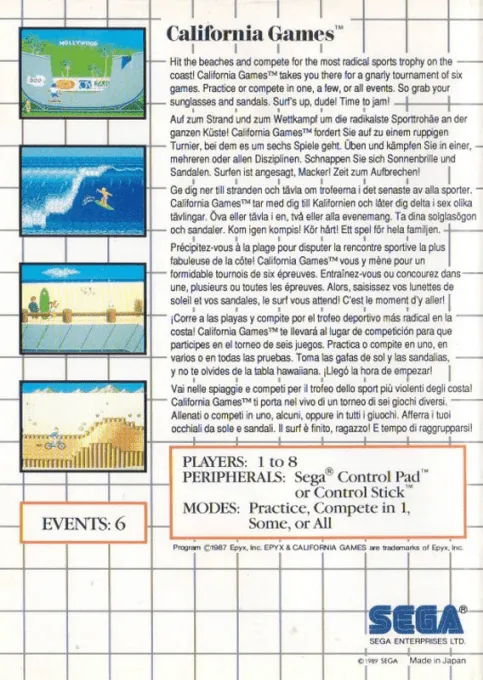 California Games box back