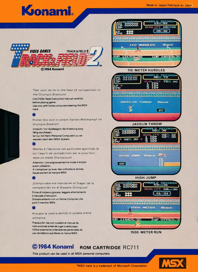 Track & Field 2 box back