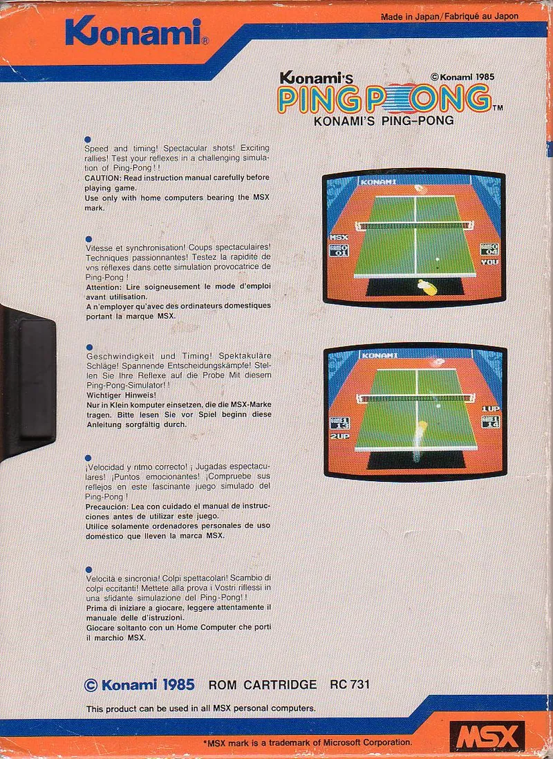 Konami's Ping Pong box back